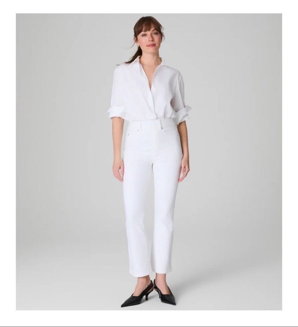 Spanx EveryWear Kick Flare High Rise Pull-On Jeans XL White